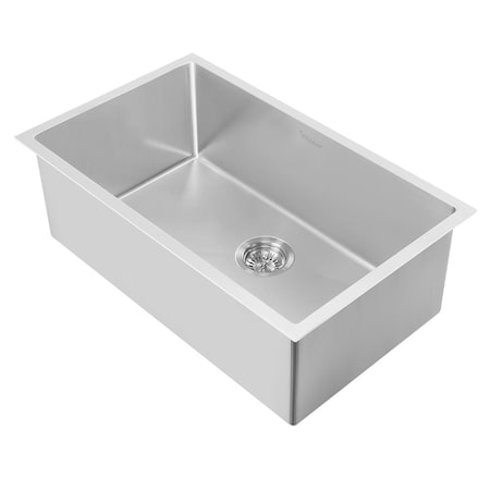 Whitehaus Noah Plus Heavy Duty, 6 Gauge Frame, Sgl Bowl Dual-Mount Sink Set, SS WHNPL3318-BSS